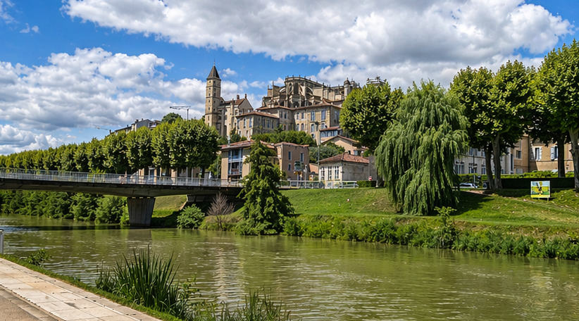 La ville d'Auch vue depuis les berges du Gers
