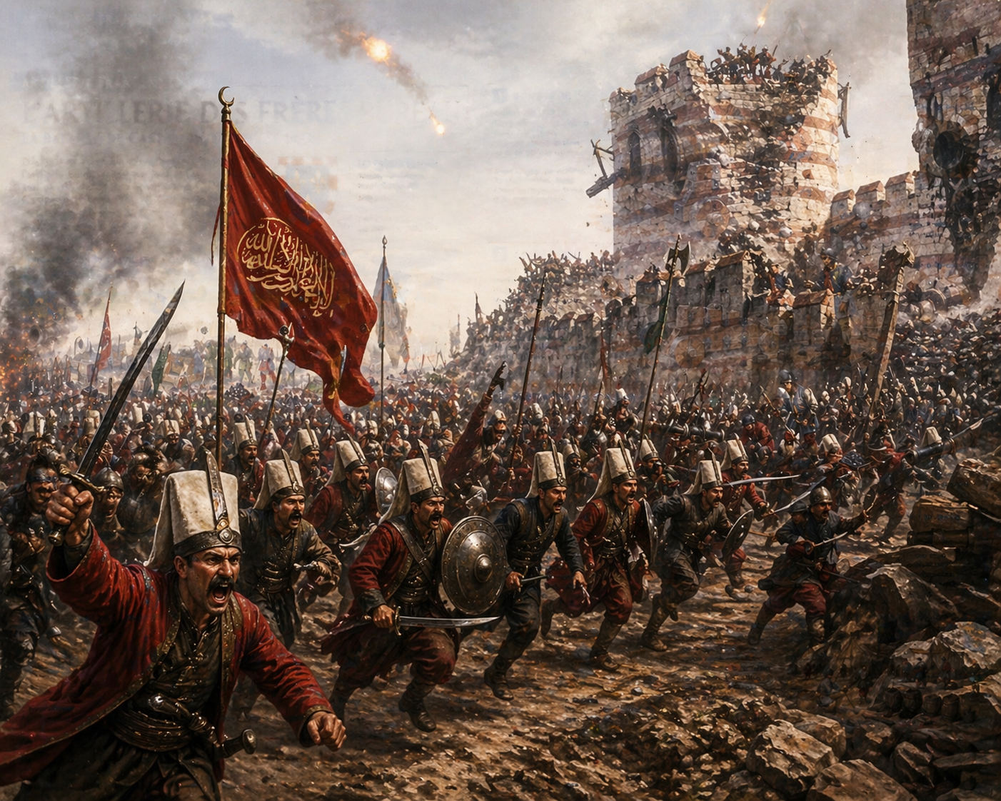 L'assaut final des janissaires ottomans sur les murailles de Constantinople, 29 mai 1453