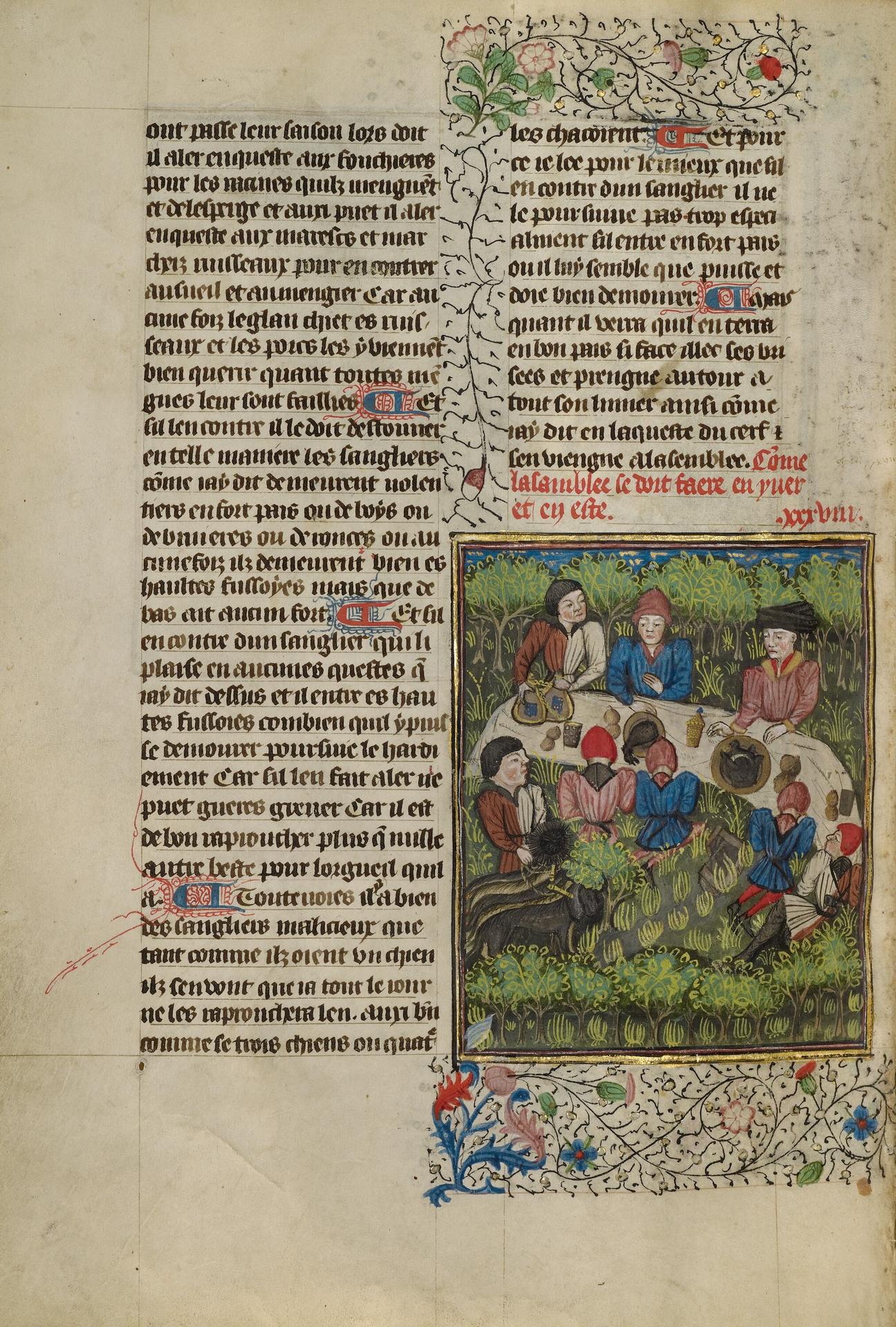 Enluminure du Livre de chasse de Gaston Fébus