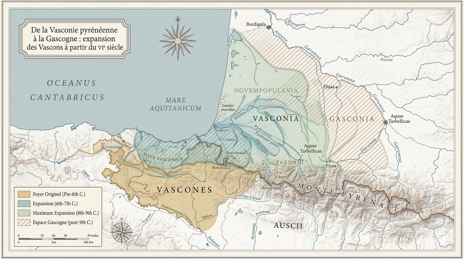 La Vasconie vers 630 après J.-C.