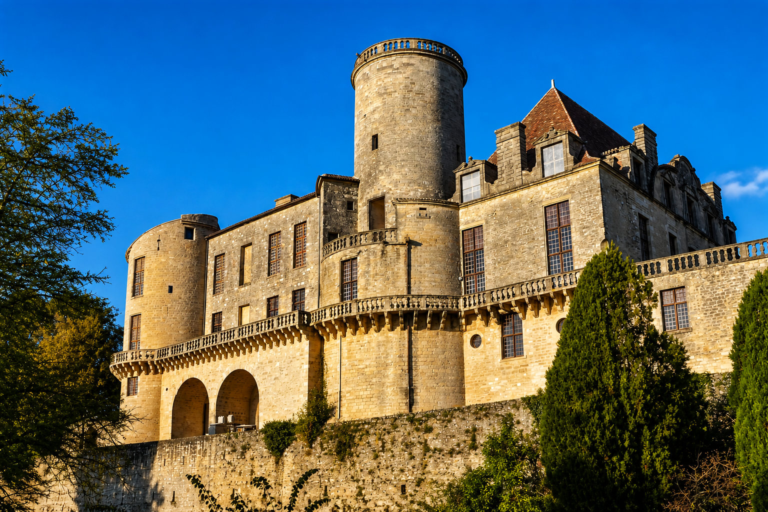 Château de Duras, en Lot-et-Garonne, vu depuis l'éperon