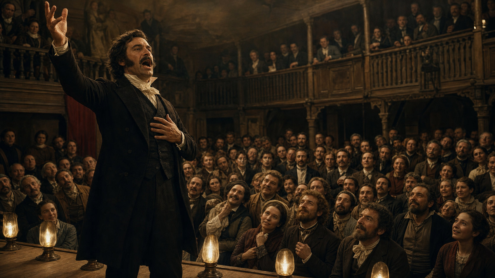 Jasmin déclamant ses vers devant une salle de province, vers 1840