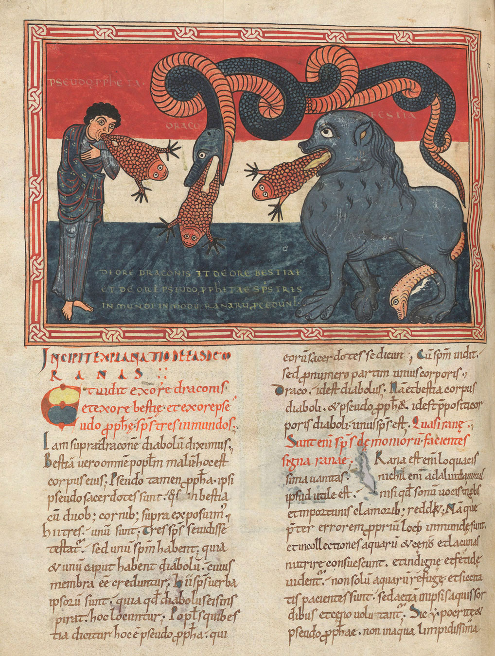 Les trois esprits immondes, f. 184 r° du Beatus de Saint-Sever