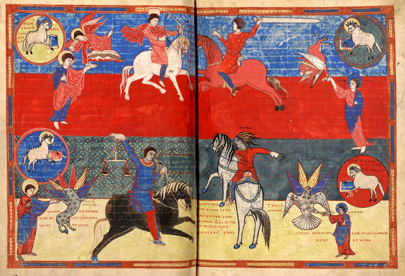 Les Quatre Cavaliers, ff. 108 v° – 109 r° du Beatus de Saint-Sever