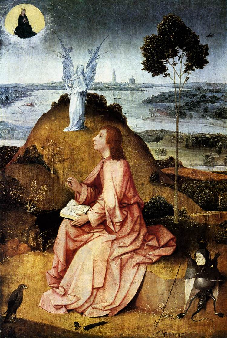 Saint Jean à Patmos, panneau de Jérôme Bosch, vers 1489, Berlin