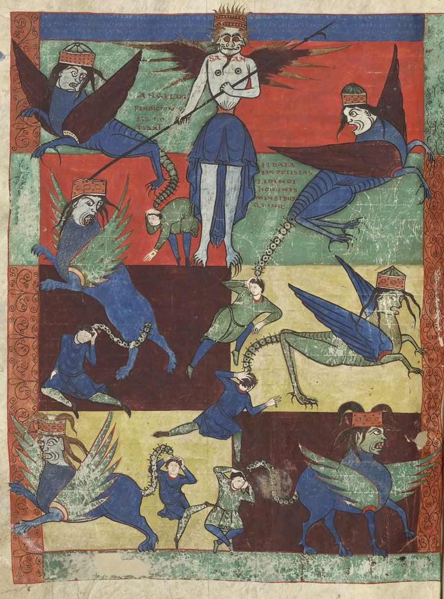 Satan déchaîné, f. 184 du Beatus de Saint-Sever