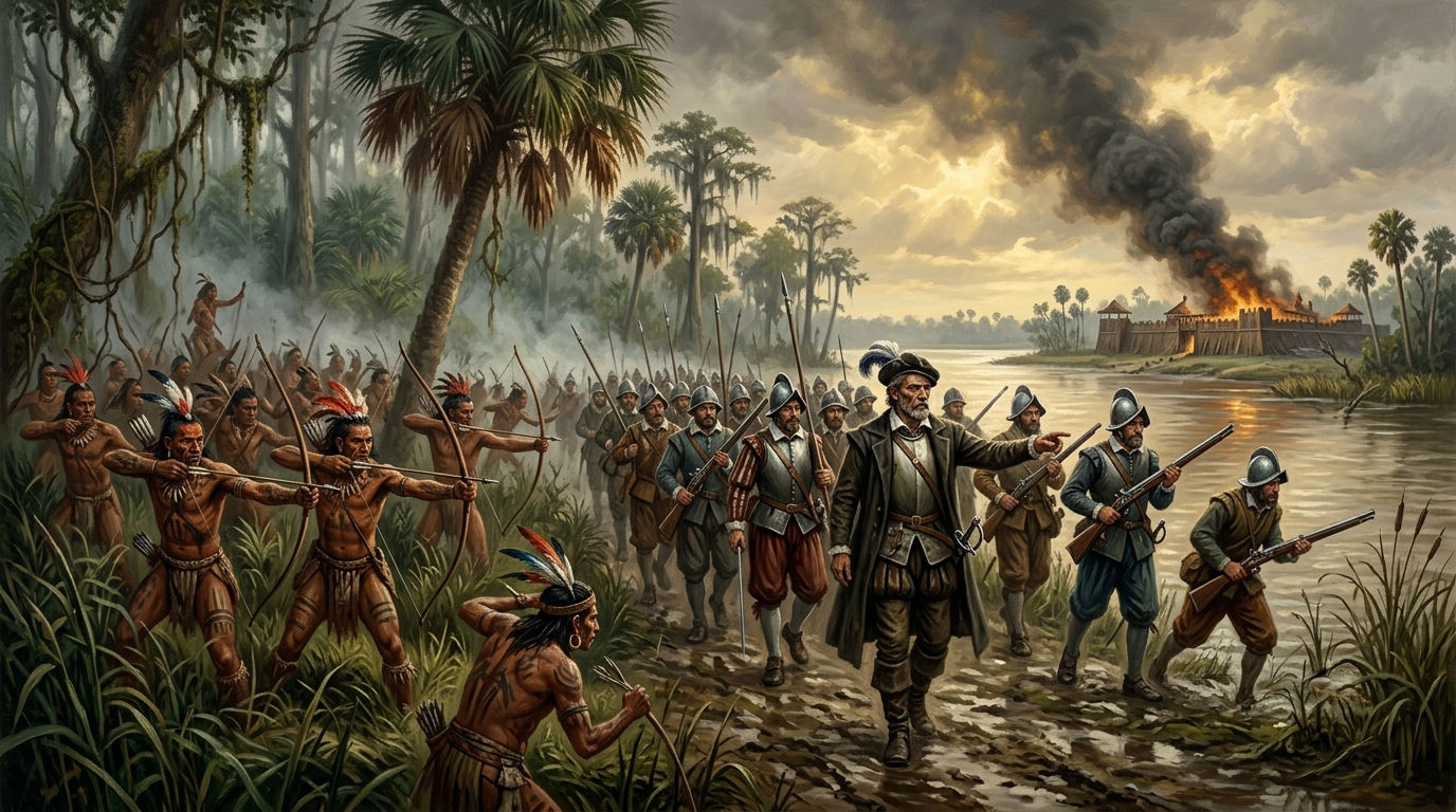Dominique de Gourgues et ses hommes dans les marécages de Floride