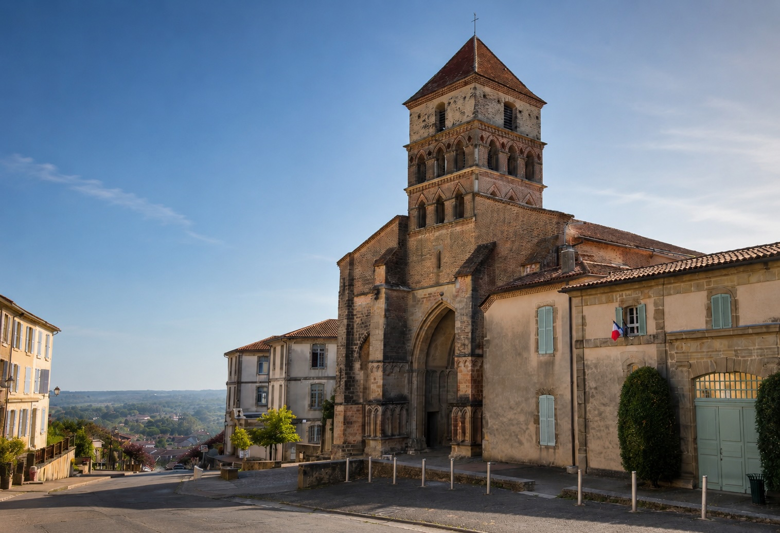 Église Sainte-Quitterie d'Aire-sur-l'Adour, vue générale depuis la rue