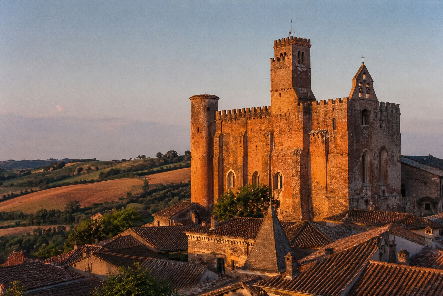 L’abbatiale fortifiée de Simorre, bâtie en brique