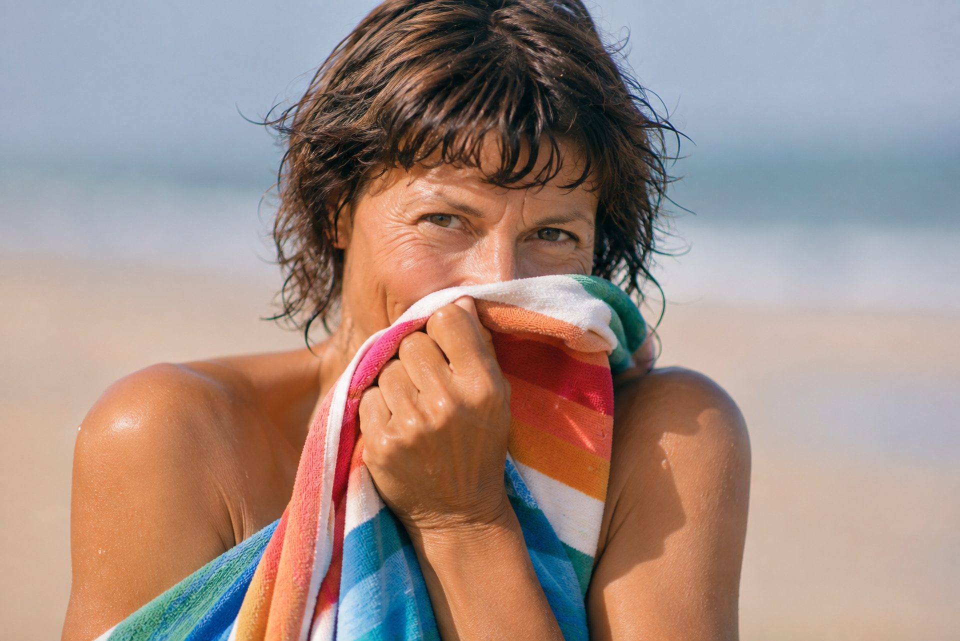 Nadine sur une plage de la côte landaise