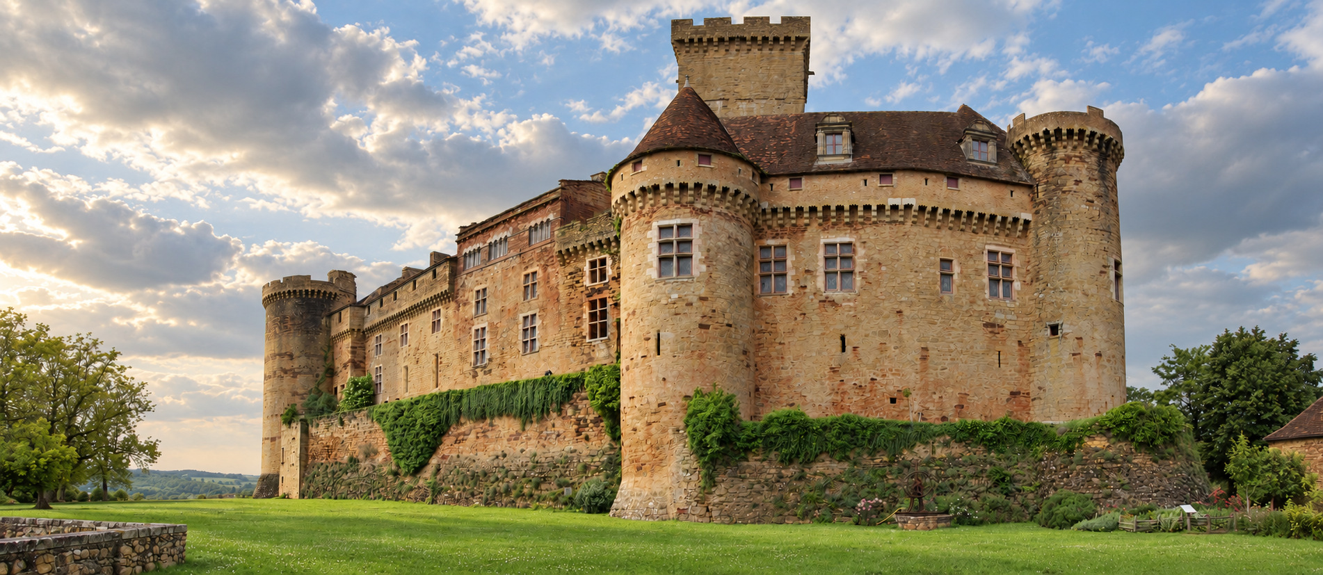 Vue panoramique reconstituée de l’autre façade du château de Castelnau-Bretenoux