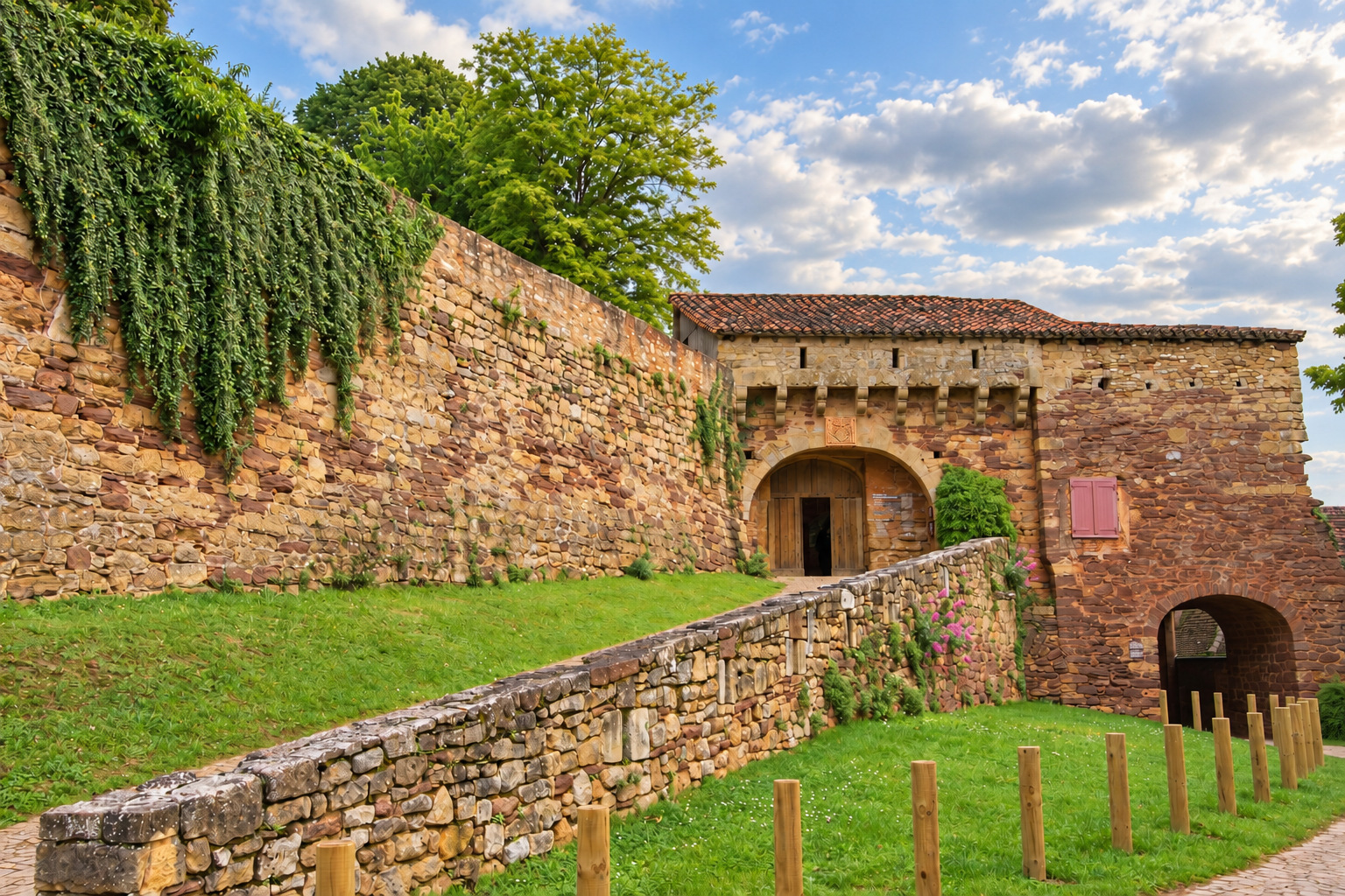Rampe d’accès et entrée fortifiée de Castelnau-Bretenoux