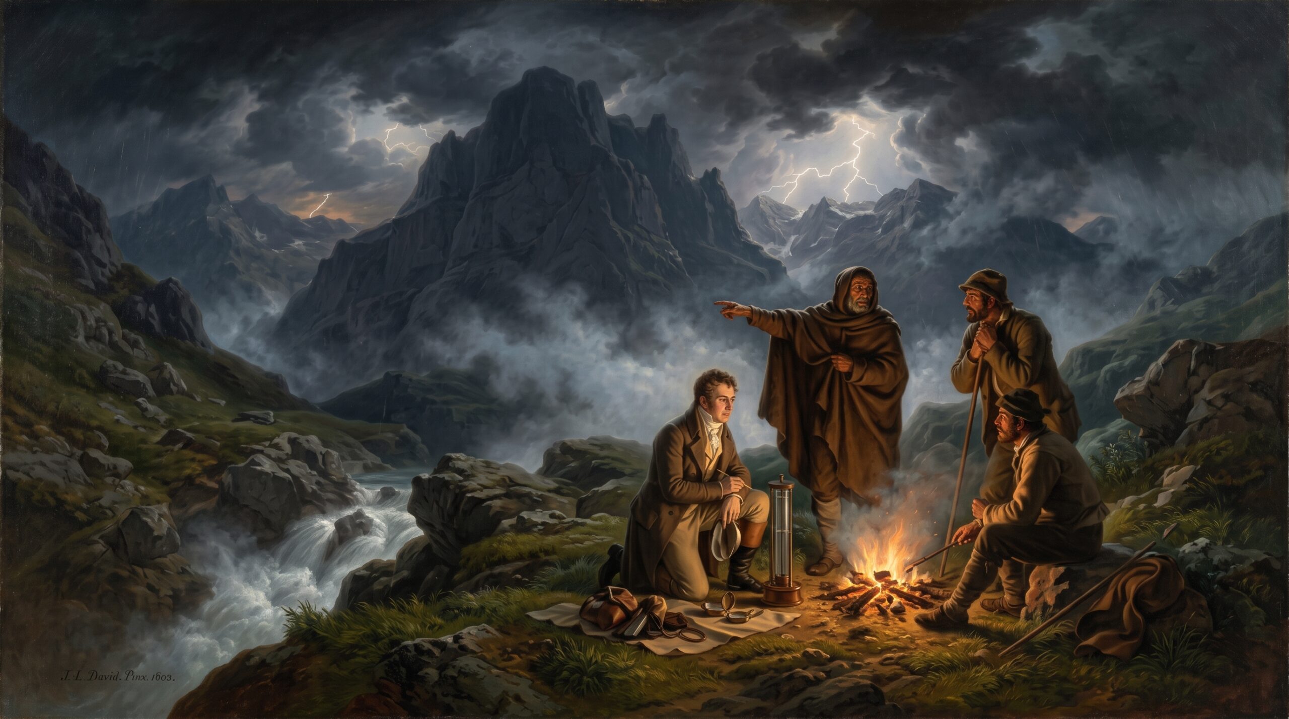 Évocation de la rencontre entre Ramond de Carbonnières et un berger dans les Pyrénées en 1802