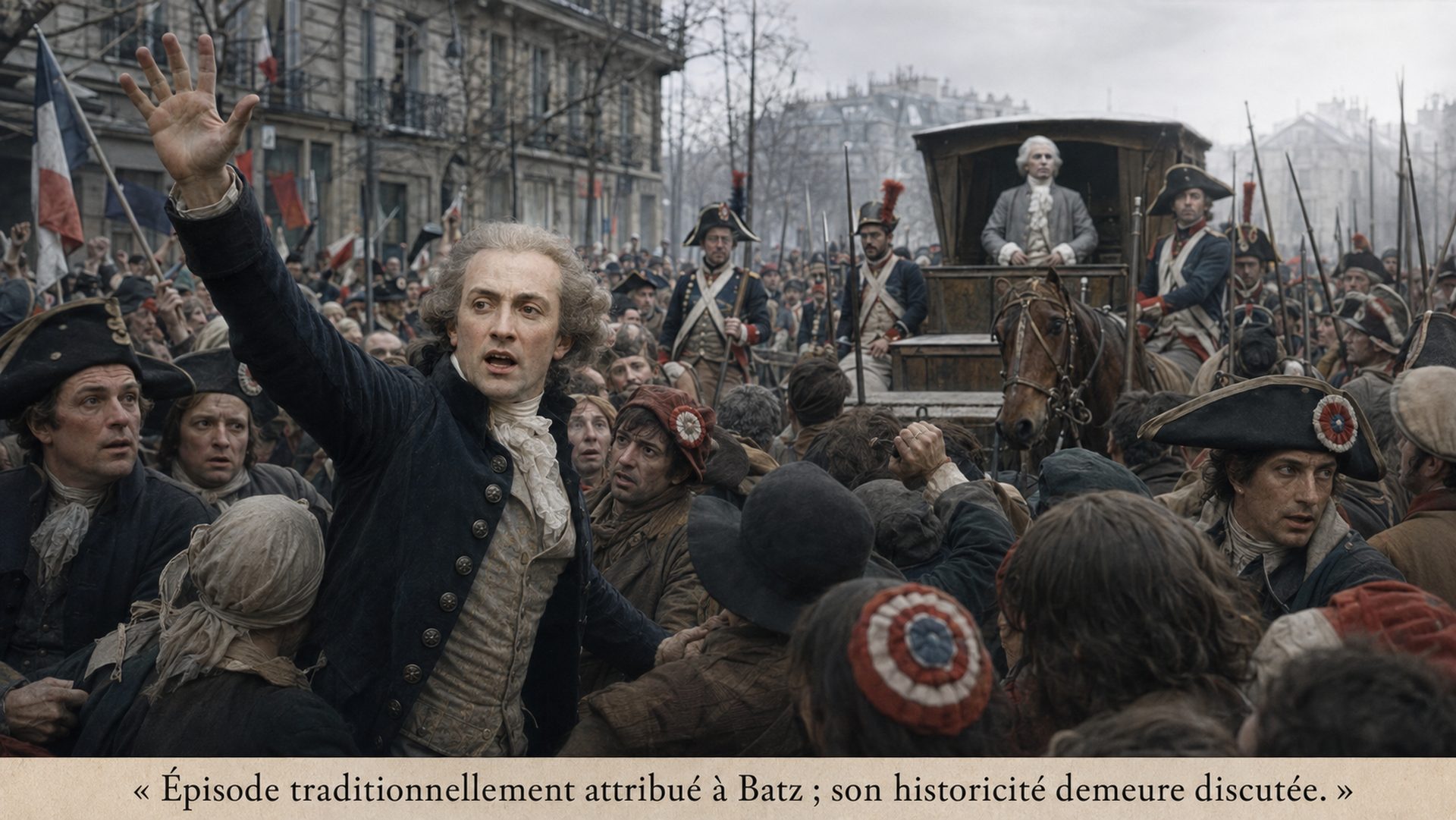 Reconstitution de l’épisode attribué à Jean de Batz lors du passage de Louis XVI conduit à l’échafaud, le 21 janvier 1793