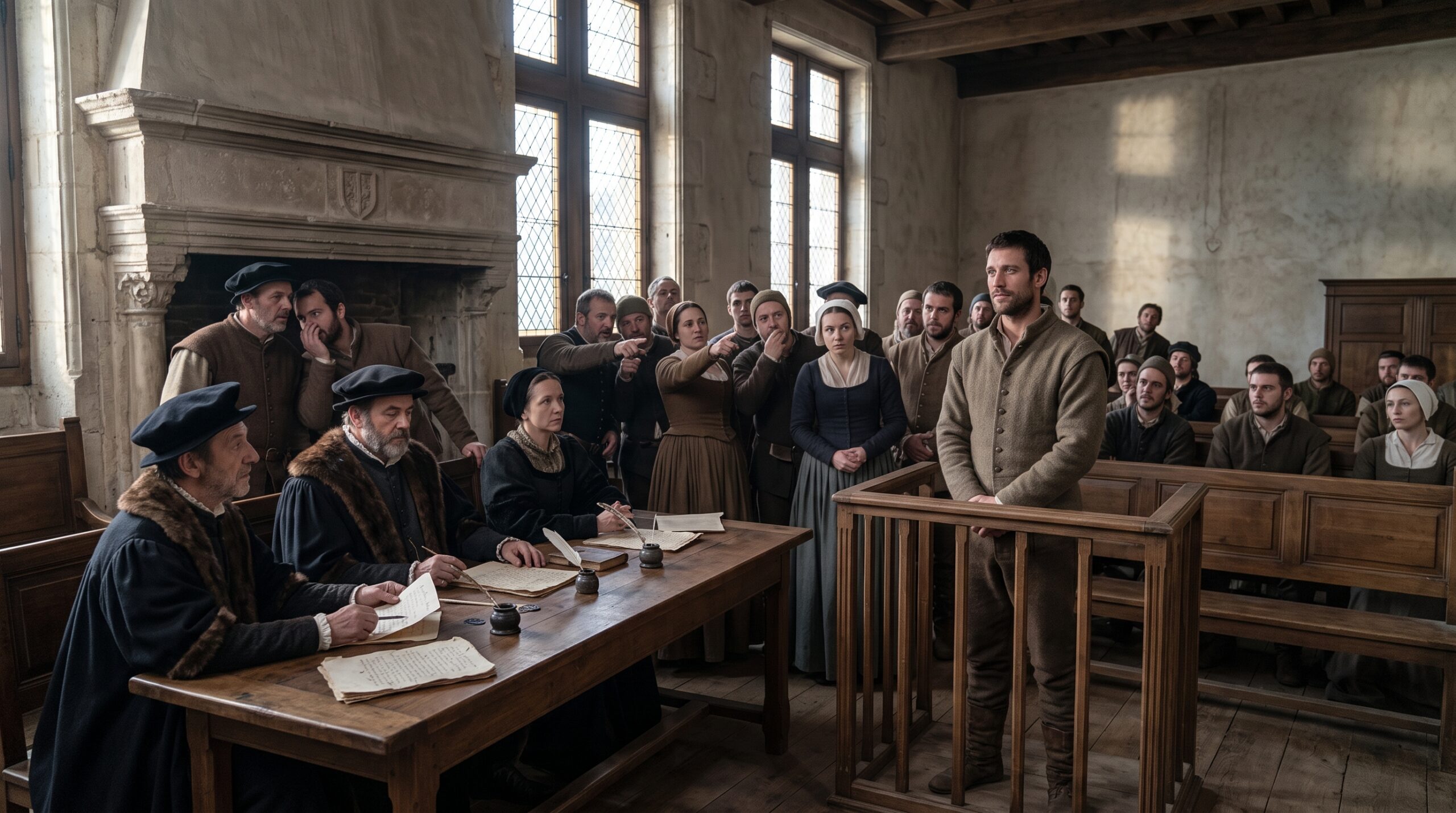 Comparution au procès Martin Guerre devant de nombreux témoins