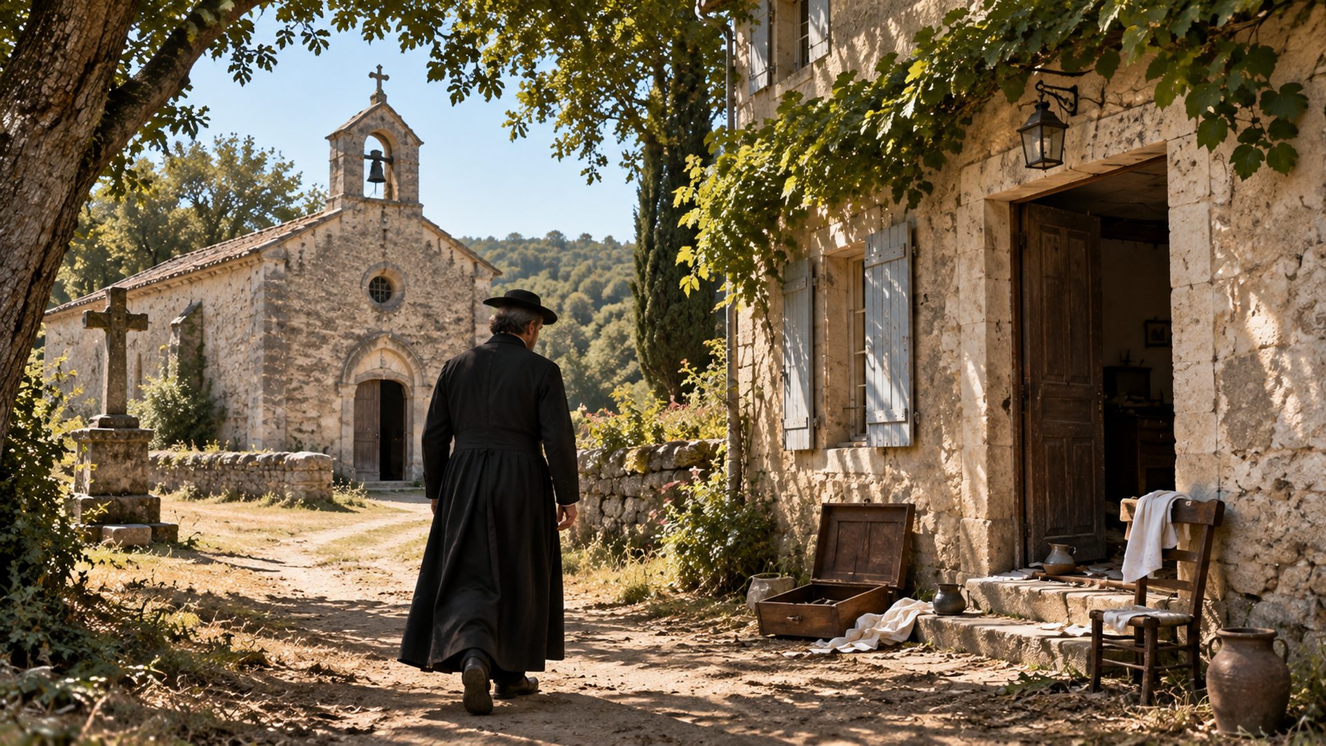 Reconstitution du retour de l'abbé de Ferrabouc au presbytère d'Esclaux en juillet 1824