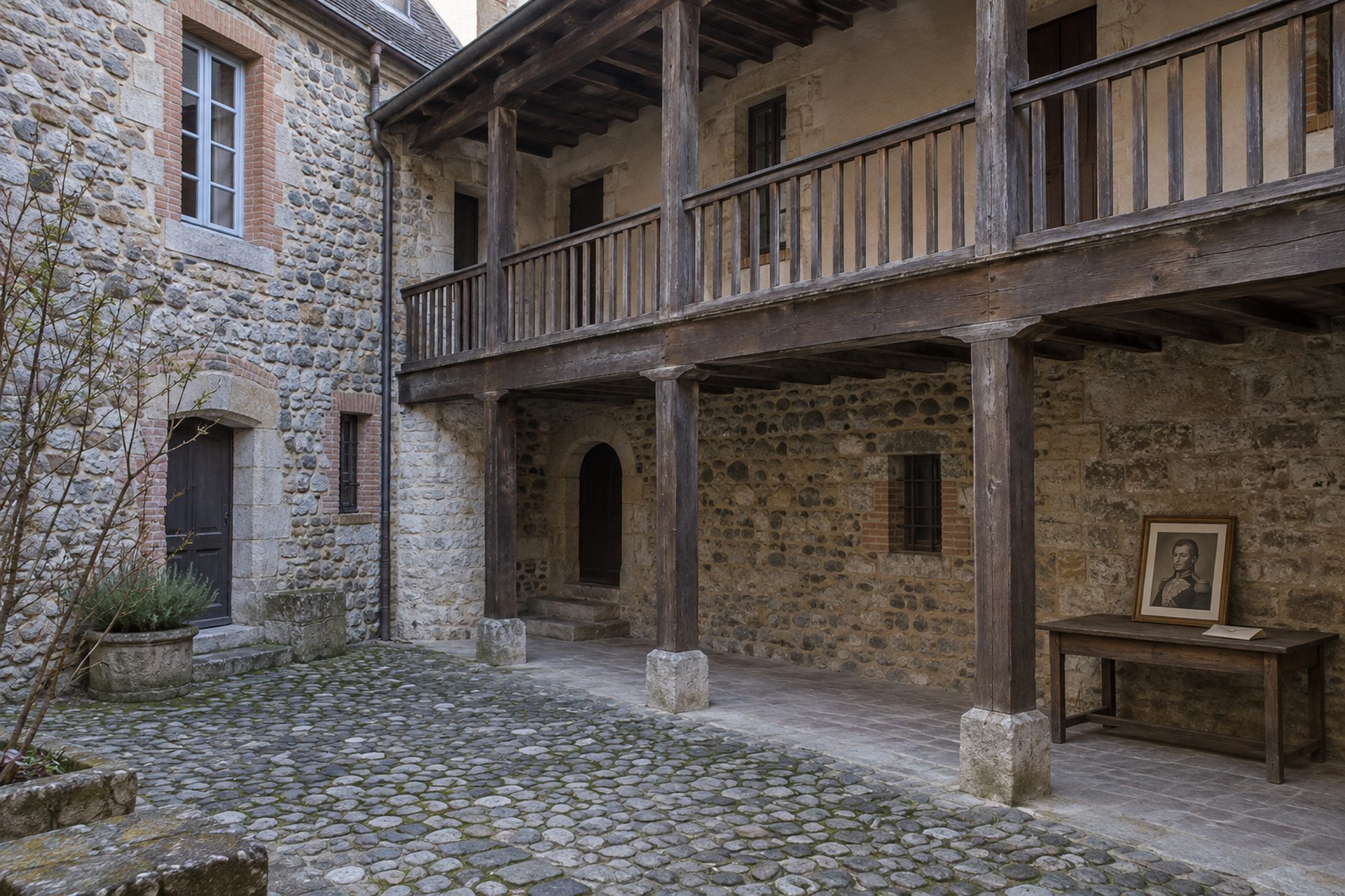 Cour intérieure évoquant la maison natale de Jean-Baptiste Bernadotte à Pau